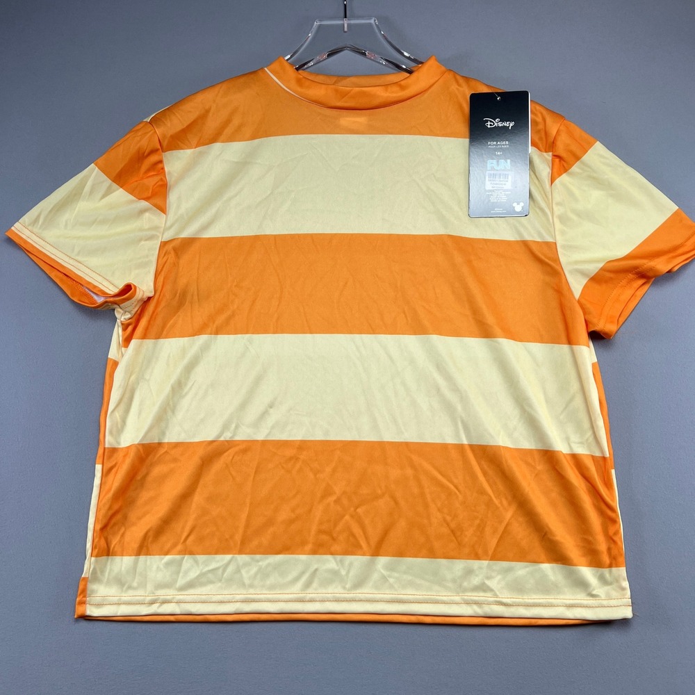 Disney Phineas And Ferb T Shirt Boys Medium Orange Cream Striped Short Sleeve